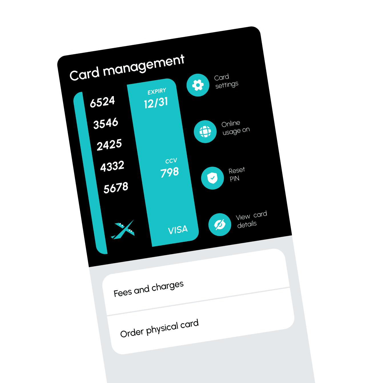 Analytics and spending breakdown interface